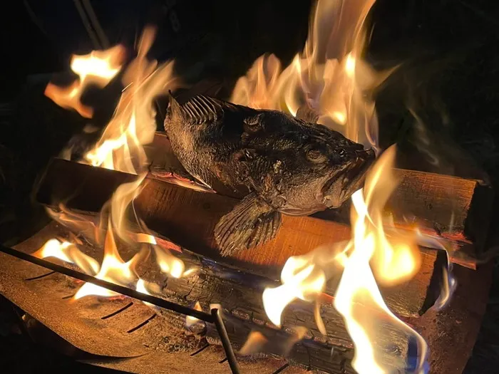 魚、ムラソイの丸焼き