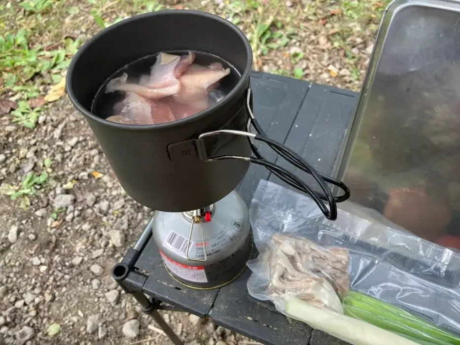 朝食の鶏鍋